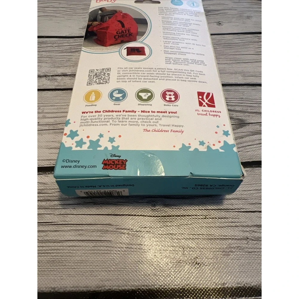 J.L. Childress Disney Baby Gate Check Bag for 1 Count (Pack of 1), Mickey Red